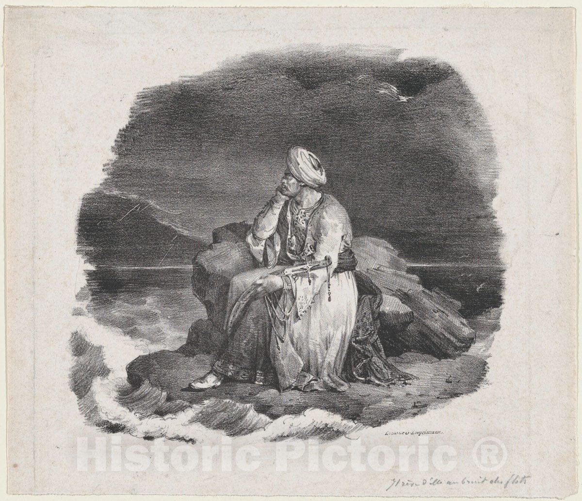 Art Print : Théodore Gericault - I Dream of Her in The Crashing Waves : Vintage Wall Art