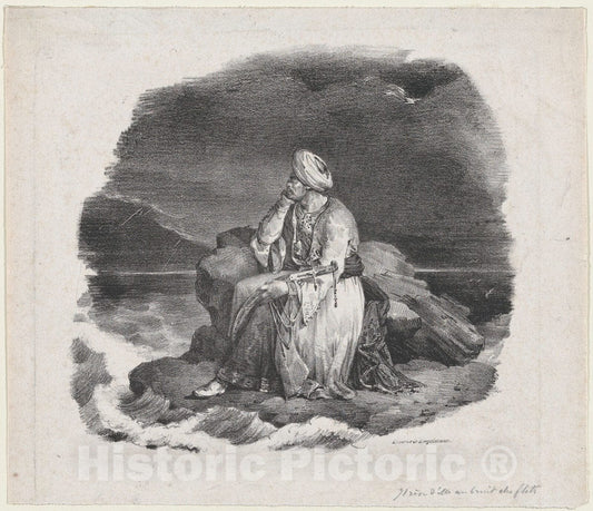 Art Print : Théodore Gericault - I Dream of Her in The Crashing Waves : Vintage Wall Art