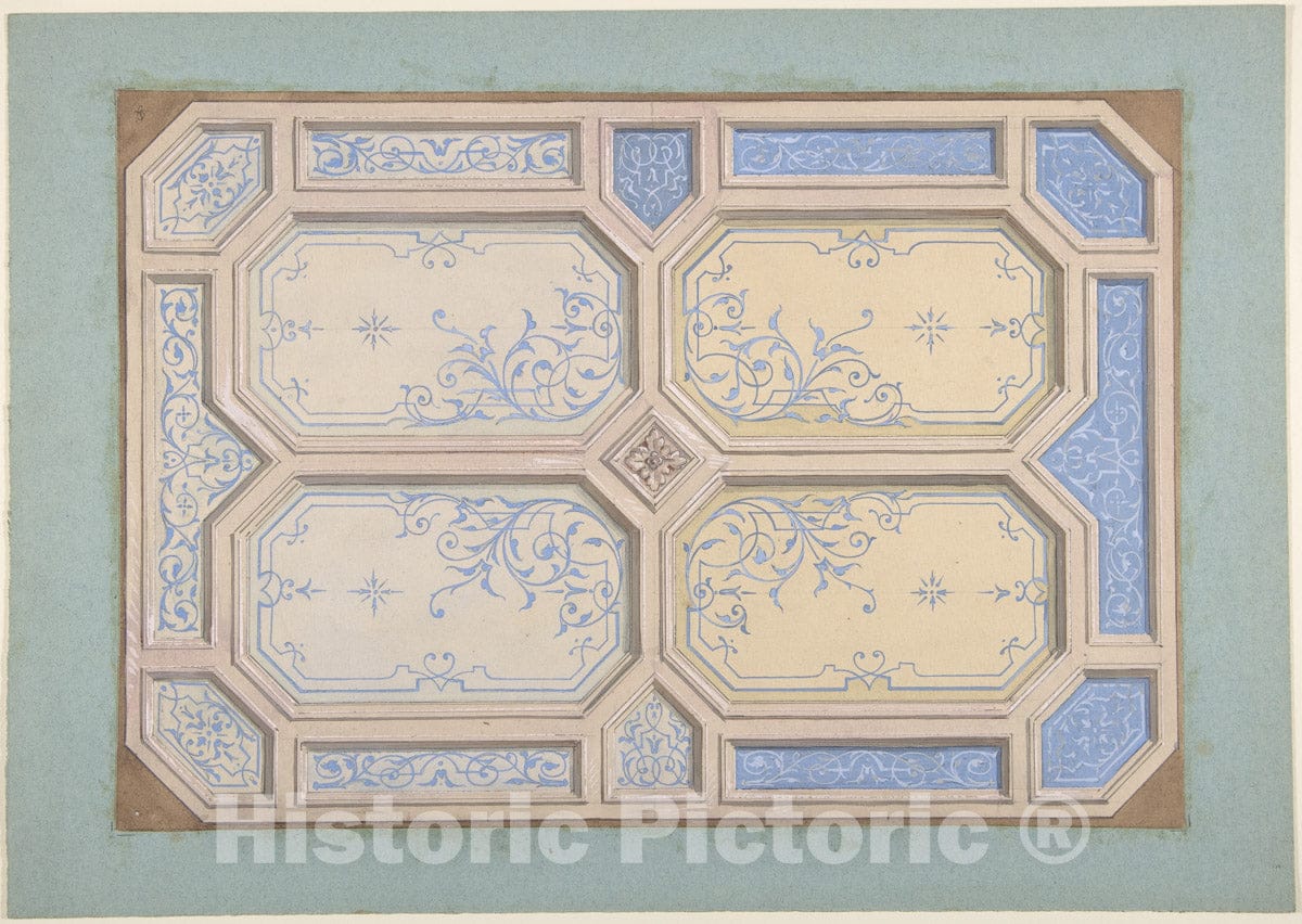 Art Print : Jules-Edmond-Charles Lachaise - Design for Ceiling, Hôtel Hope 4 : Vintage Wall Art