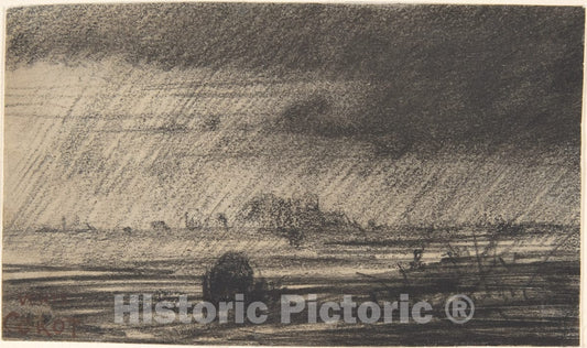 Art Print : Charles-François Daubigny - Landscape in a Storm : Vintage Wall Art