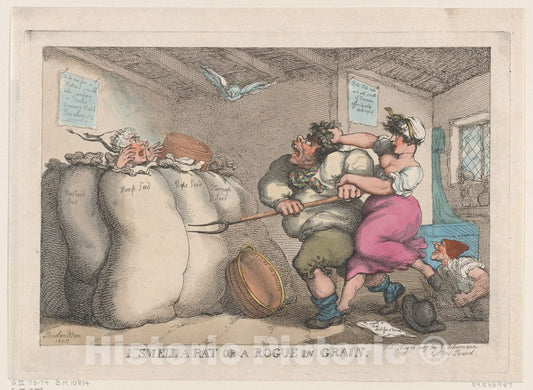 Art Print : Thomas Rowlandson - I Smell a Rat or a Rogue in Grain : Vintage Wall Art
