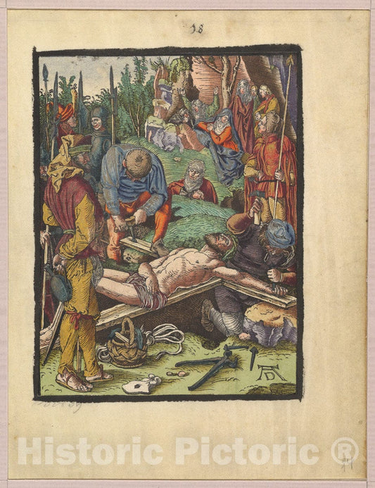 Art Print : Albrecht Dürer - Christ Nailed to The Cross, from The Small Woodcut Passion : Vintage Wall Art