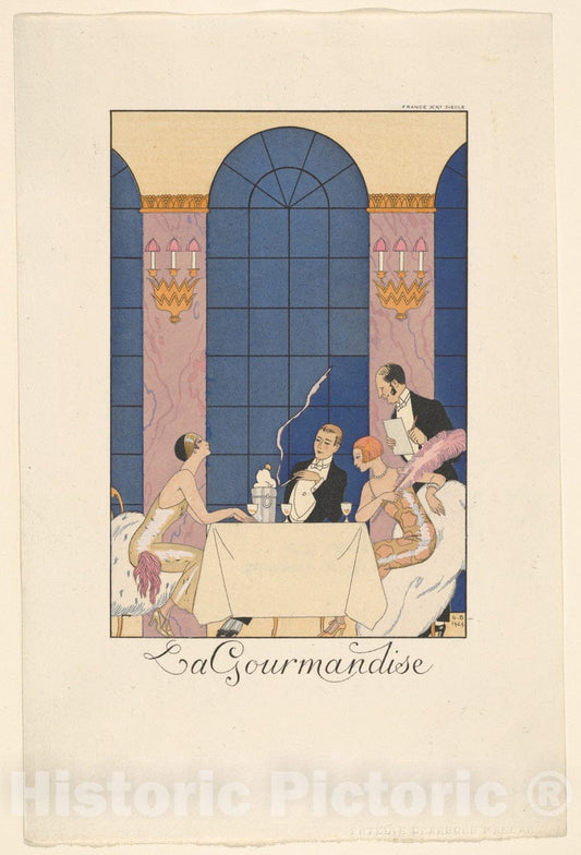 Art Print : George Barbier - La Gourmandise : Vintage Wall Art