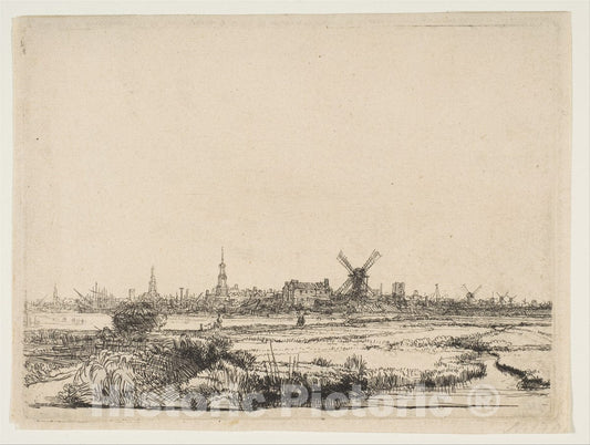 Art Print : Rembrandt (Rembrandt Van Rijn) - View of Amsterdam from The Northwest : Vintage Wall Art