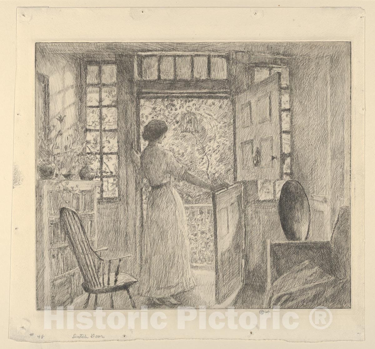 Art Print : Childe Hassam - The Dutch Door (Holley House, Cos Cob) : Vintage Wall Art