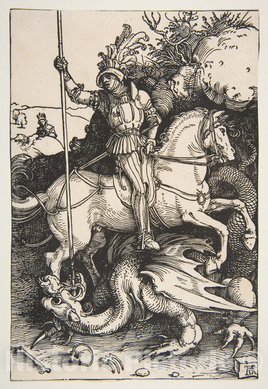 Art Print : Albrecht Dürer - Saint George Slaying The Dragon : Vintage Wall Art