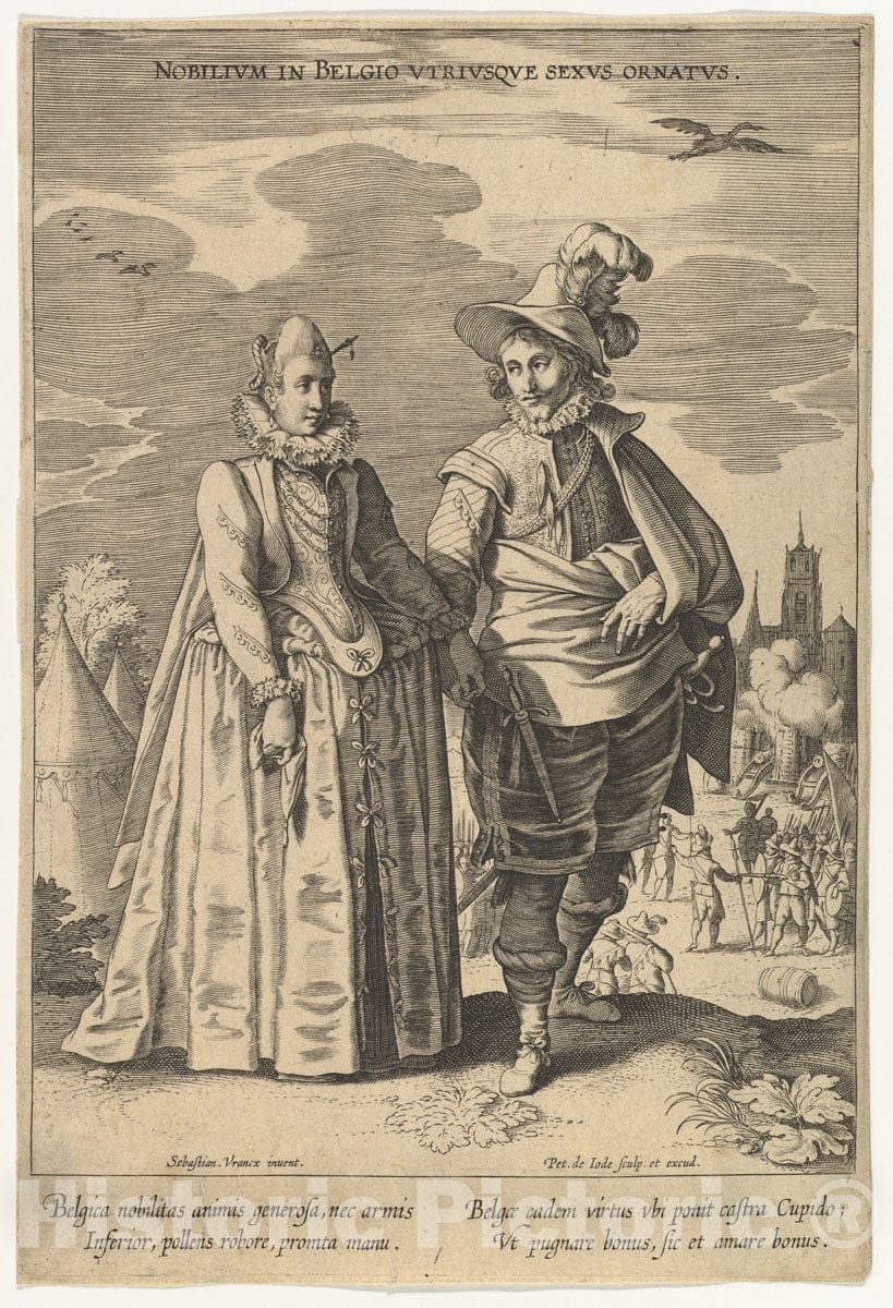 Art Print : Pieter de Jode I - Nobilium in Belgio Utriusque Sexus Ornatus, from Fashions of Different Nations : Vintage Wall Art