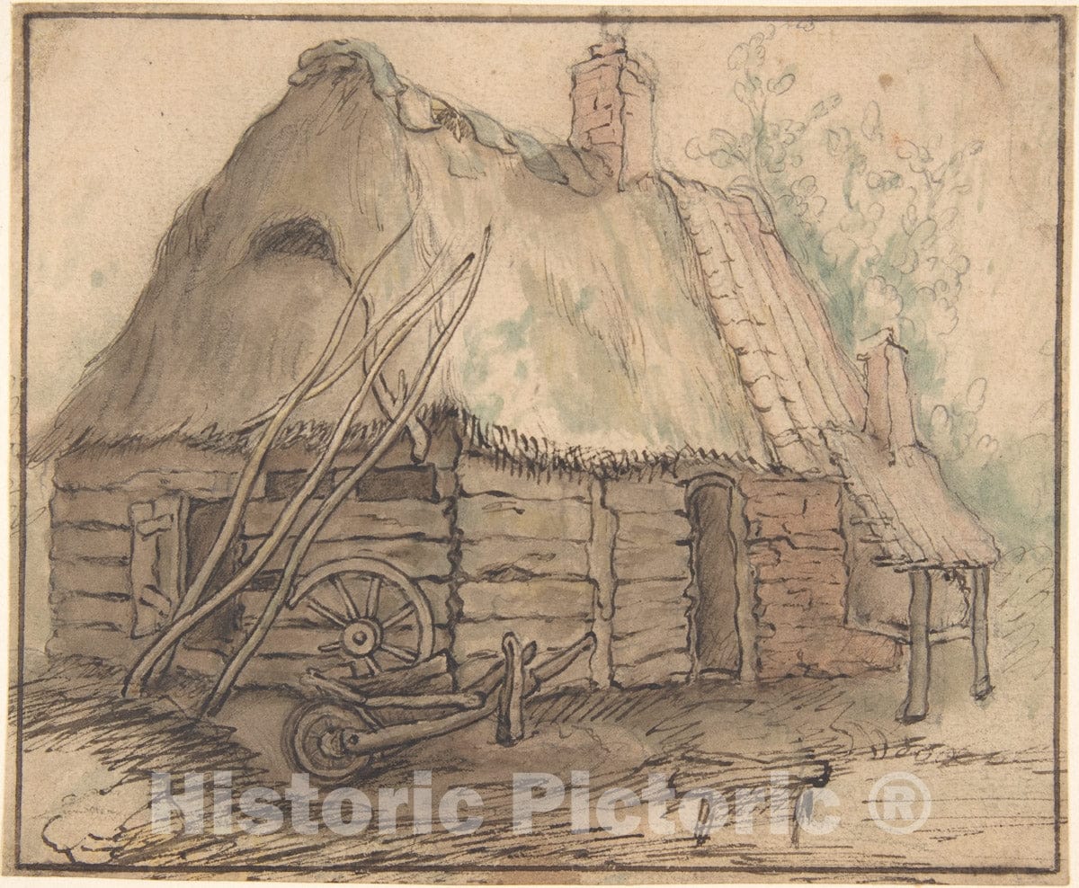 Art Print : in The Manner of Abraham Bloemaert - A Farm Building