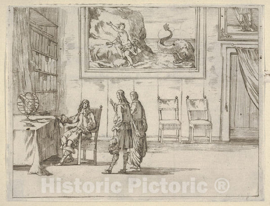 Art Print : Francesco I d'Este Displays Great Faculty in his Studies - Artist: Bartolomeo Fenice (Fenis) - Created: 1659 : Vintage Wall Art