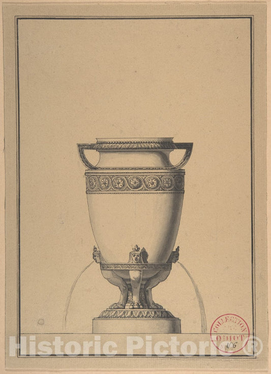 Art Print : Henri Auguste - Design for a Wine Fountain 1 : Vintage Wall Art