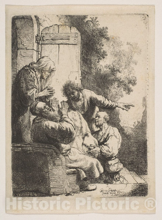 Art Print : Rembrandt (Rembrandt Van Rijn) - Joseph's Coat Brought to Jacob : Vintage Wall Art