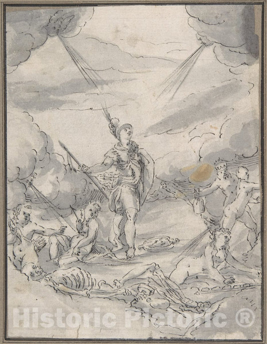 Art Print : Master of The Stockholm Wolf Huber Copies - Allegorical Scene (Temptations of a Wealthy Man?) : Vintage Wall Art