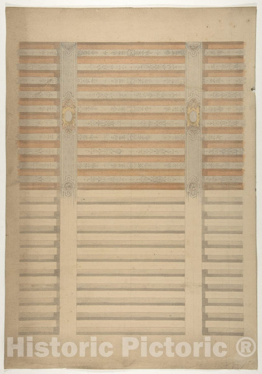 Art Print : Jules-Edmond-Charles Lachaise - Design for a beamed Ceiling in French Renaissance Style : Vintage Wall Art