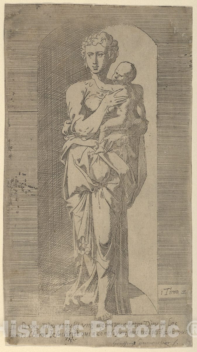 Art Print : Geoffroy Dumoûtier - Virgin and Child in a Niche : Vintage Wall Art