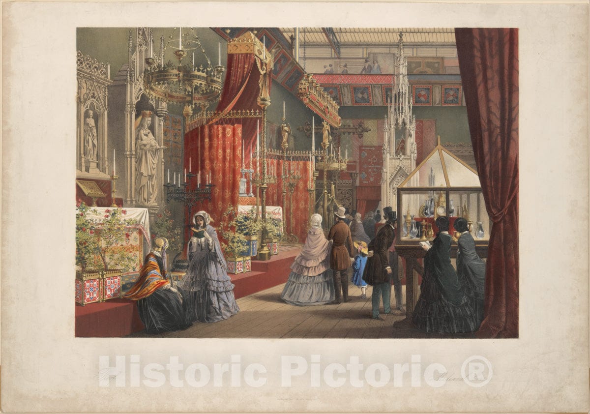 Art Print : Joseph Nash - Mediaeval Court from The Great Exhibition of 1851 : Vintage Wall Art