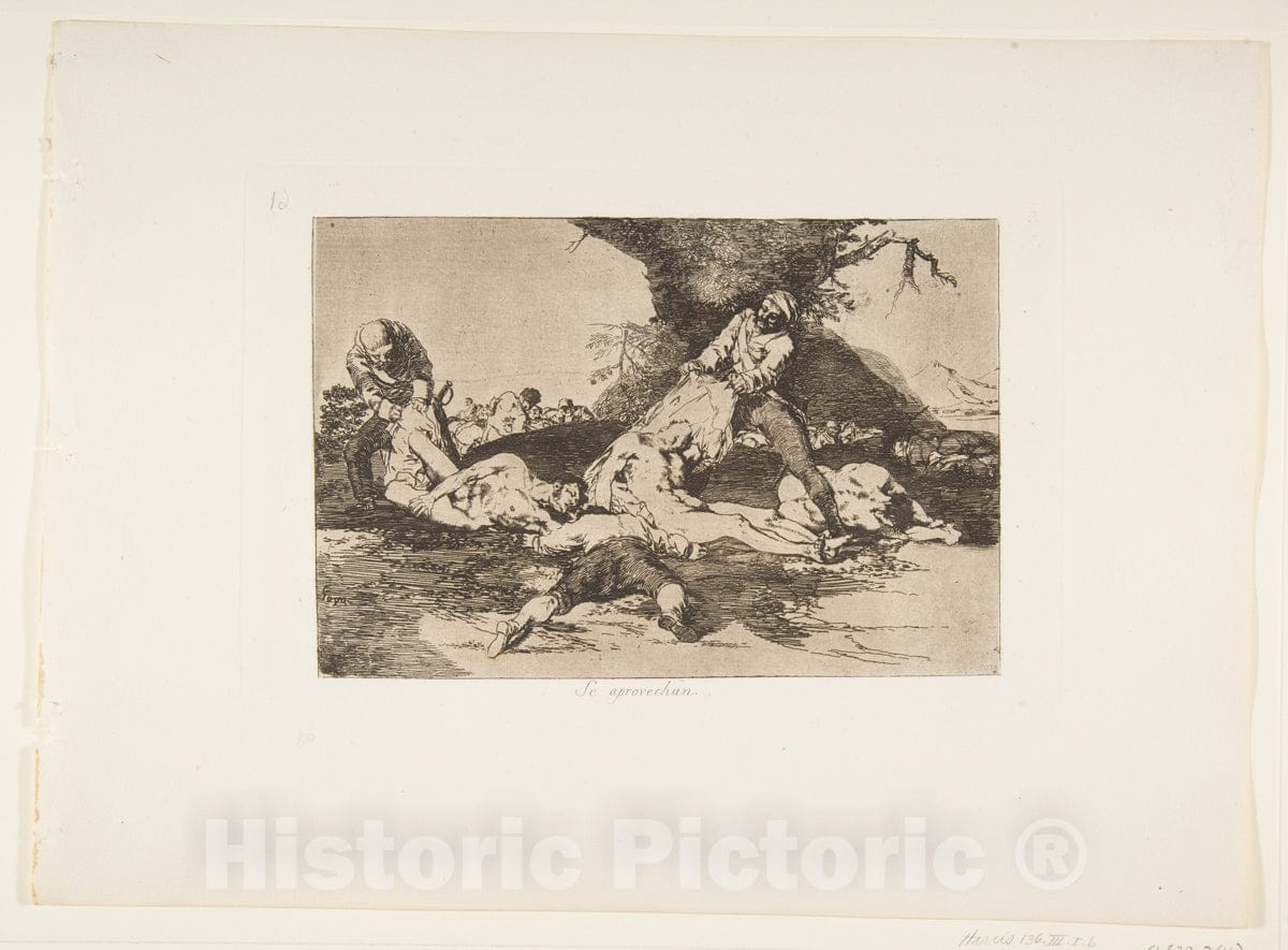 Art Print : Goya - Plate 16 from 'The Disasters of War' (Los Desastres de La Guerra):' They make use of them.' (Se aprovechan.) 3 : Vintage Wall Art