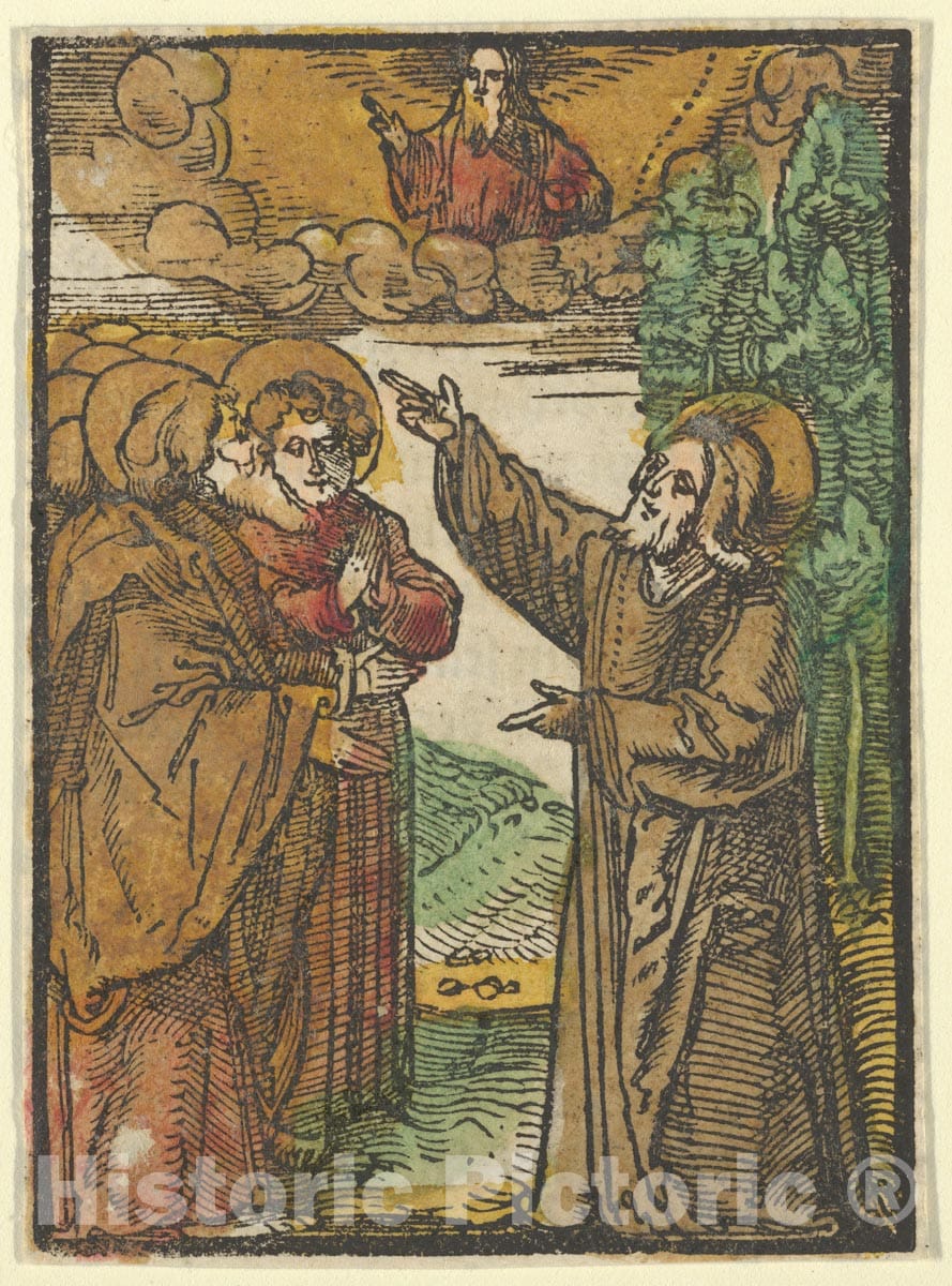 Art Print : Hans Schäufelein - Christ Talking About his Return to The Father, from Das Plenarium : Vintage Wall Art