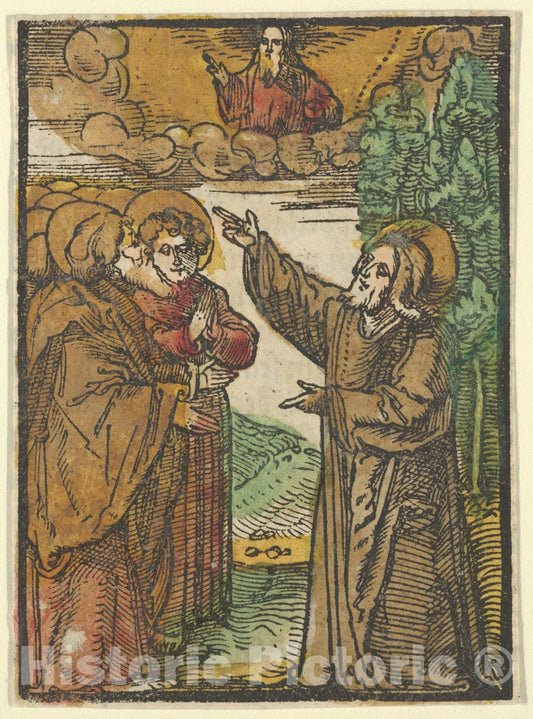 Art Print : Hans Schäufelein - Christ Talking About his Return to The Father, from Das Plenarium : Vintage Wall Art