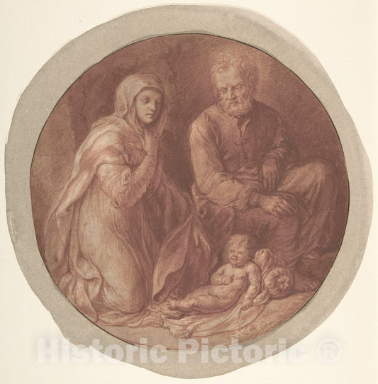 Art Print : Govert Flinck - Holy Family in The Stable : Vintage Wall Art