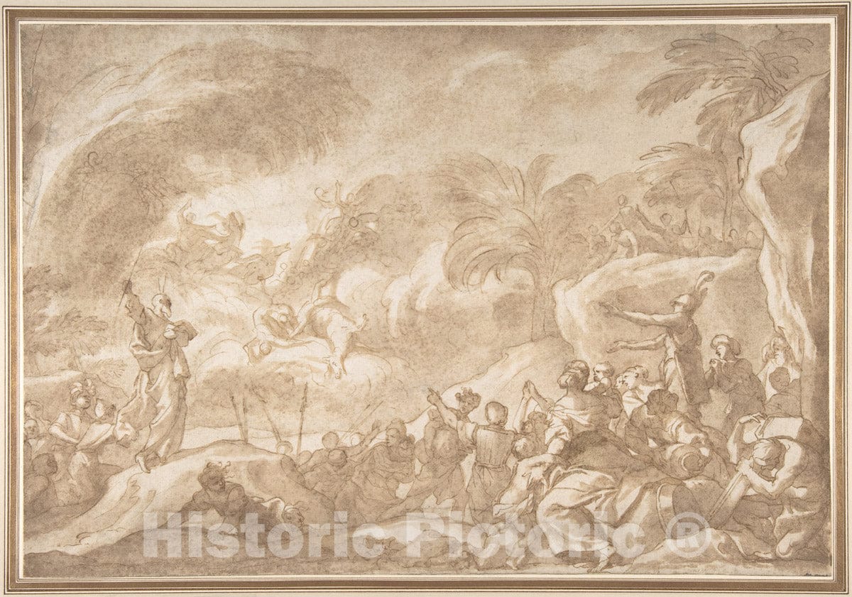 Art Print : Domenico Piola - Moses and The Chosen People Behold The Drowning of The Egyptian Army in The Red Sea : Vintage Wall Art