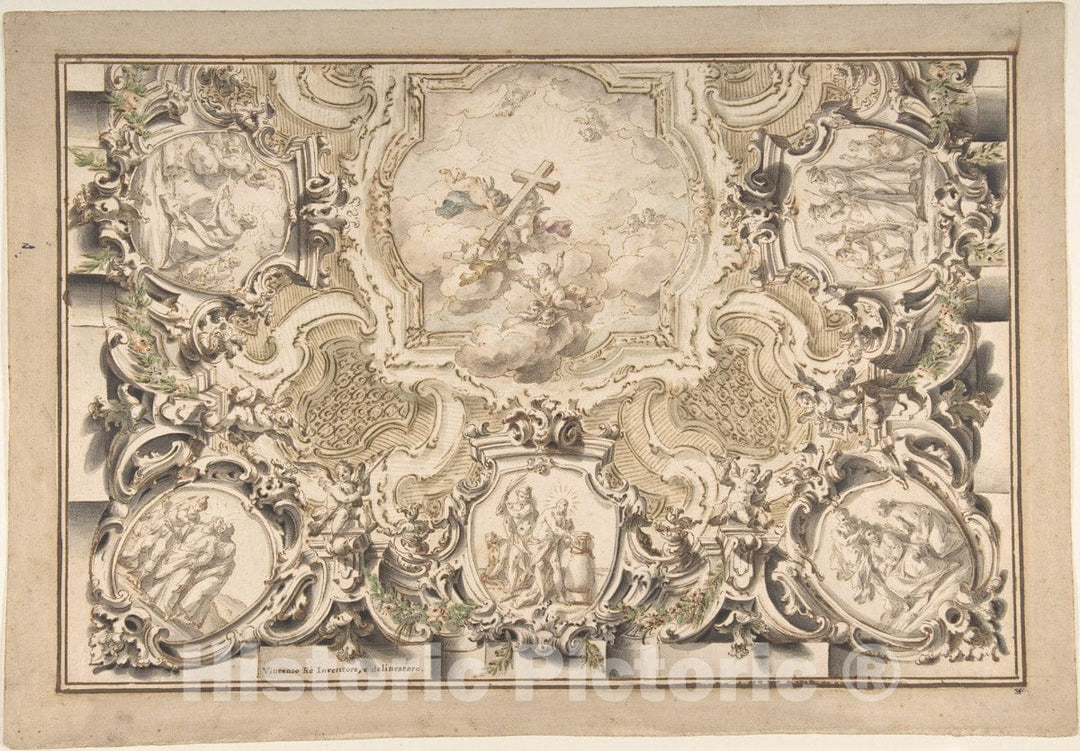 Art Print : Vincenzo dal Rè - Design for a Church Ceiling : Vintage Wall Art