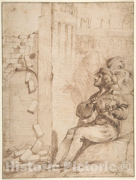 Art Print : Giovanni Luigi Valesio - Amphion Building The Walls of Thebes : Vintage Wall Art