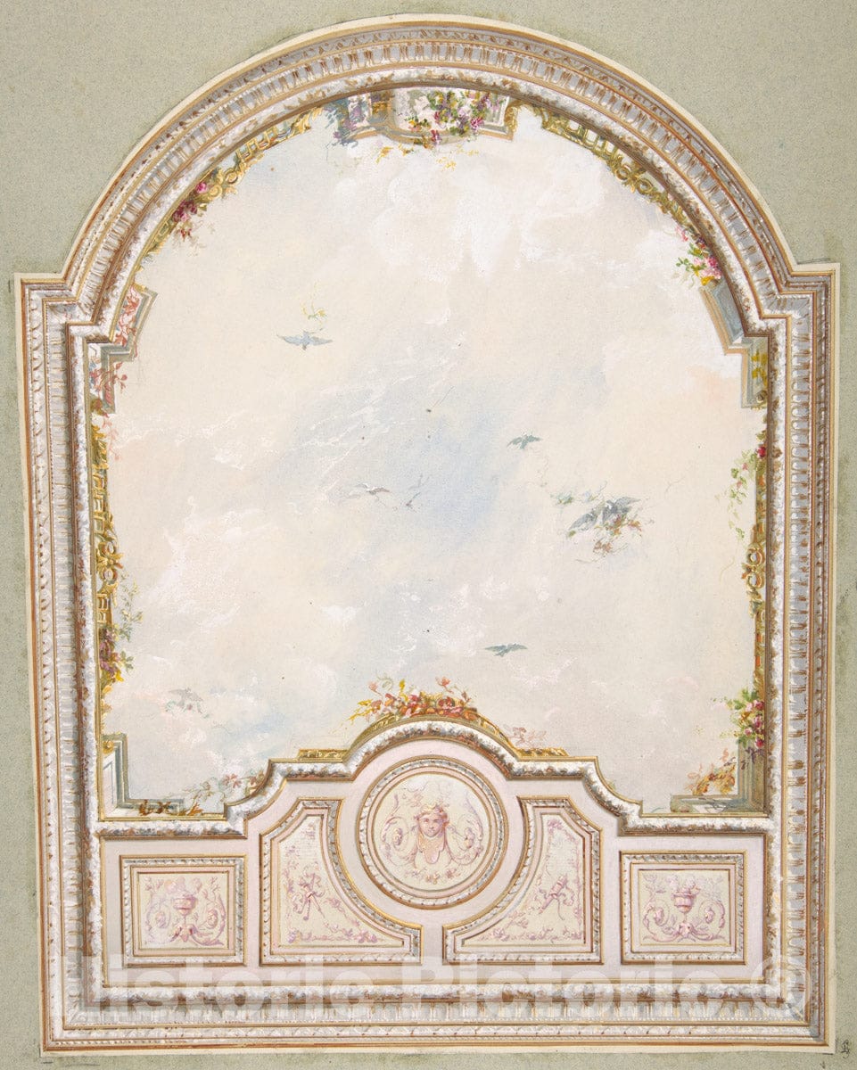 Art Print : Jules-Edmond-Charles Lachaise - Deign for a Ceiling a a Trompe L'Oeil Sky : Vintage Wall Art