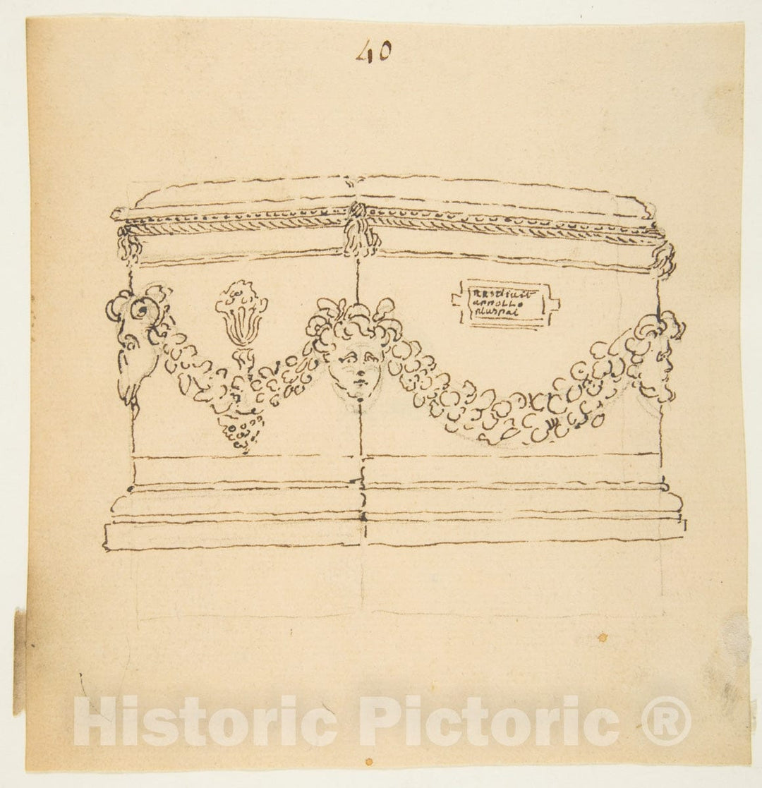 Art Print : French, 18th Century - Design for a Funerary Monument : Vintage Wall Art