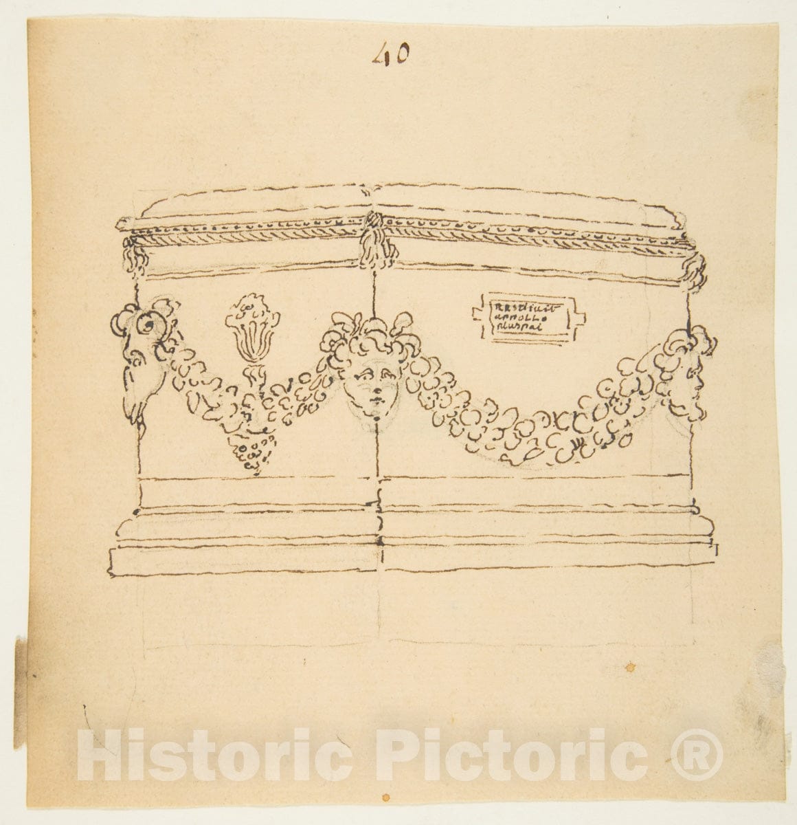 Art Print : French, 18th Century - Design for a Funerary Monument : Vintage Wall Art