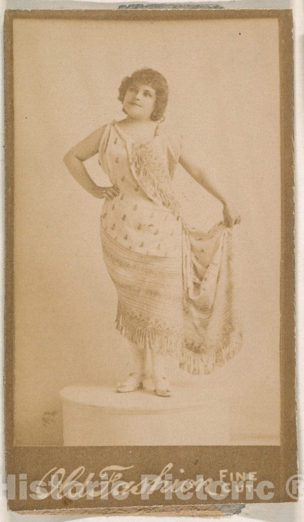 Photo Print : Actress Standing on Pedestal, from The Actresses Series (N664) Promoting Old Fashion Fine Cut Tobacco : Vintage Wall Art