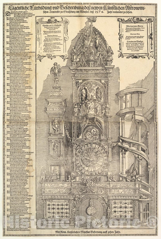 Art Print : Tobias Stimmer - Astronomical Clock in The Cathedral in Strasbourg : Vintage Wall Art