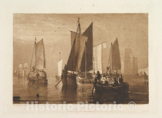 Art Print : Joseph Mallord William Turner - Calm (Liber Studiorum, Part IX, Plate 44) : Vintage Wall Art