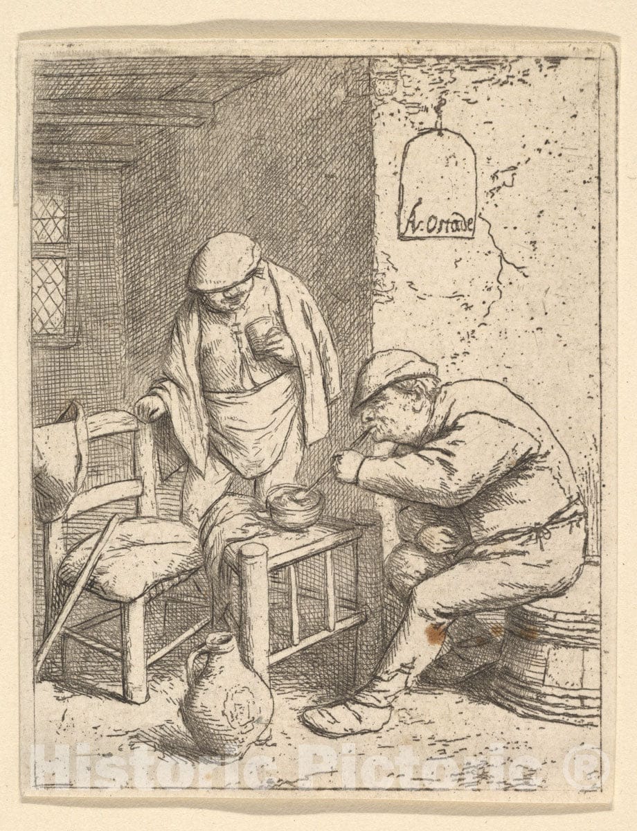 Art Print : Adriaen Van Ostade - The Smoker and The Drinker : Vintage Wall Art