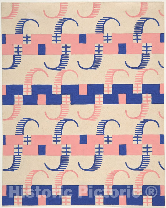 Art Print : Paul Poiret - Fabric Design with Stripes : Vintage Wall Art