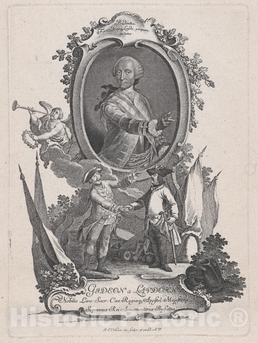Art Print : Johann Esaias Nilson - Portrait of Gideon a Laudohn, Nobbleman of Livonia (Latvia) : Vintage Wall Art