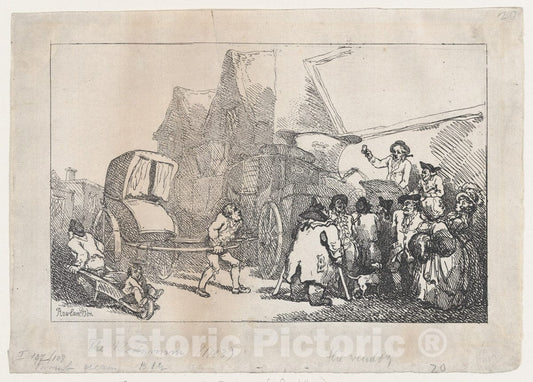Art Print : Thomas Rowlandson - Title Page: A New Book of Horses and Carriages,or, The Rhedarium for The Sale of All Sorts of Carriages, by Geoffrey Gigg v.2 : Vintage Wall Art