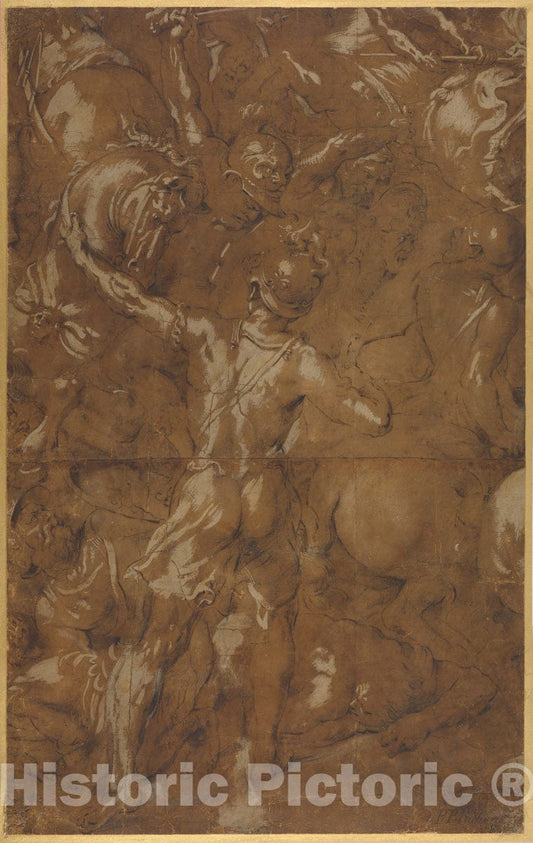 Art Print : Workshop of Peter Paul Rubens - Battle Scene : Vintage Wall Art
