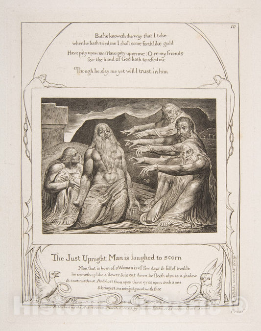 Art Print : William Blake - Job rebuked by his Friends, from Illustrations of The Book of Job : Vintage Wall Art