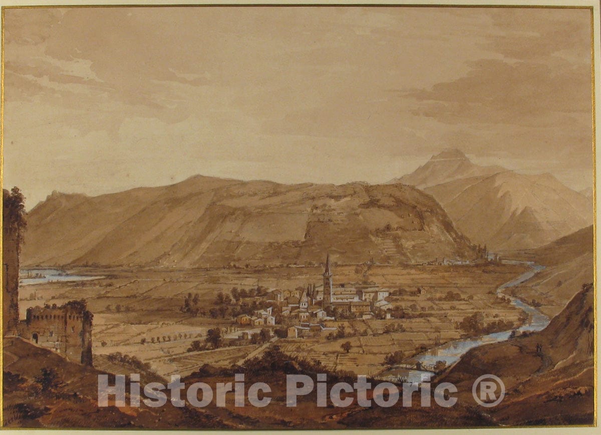 Art Print : Victor Jean Nicolle - Village in an Alpine Valley : Vintage Wall Art