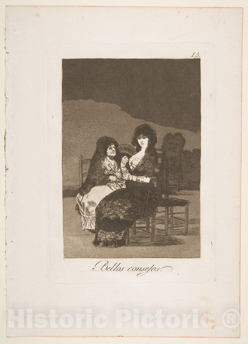 Art Print : Goya - Plate 15 from 'Los Caprichos': A Pretty Piece of Advice (Bellos consejos) 2 : Vintage Wall Art