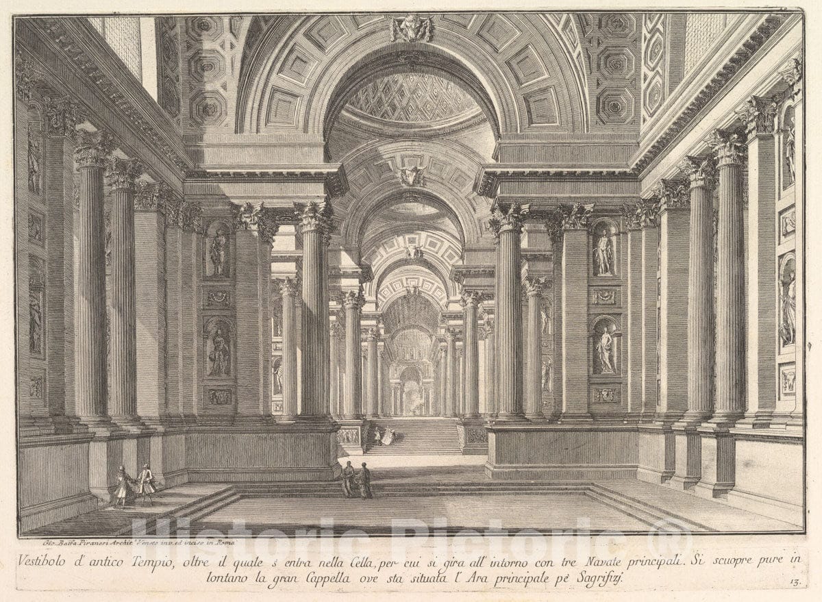 Art Print : Giovanni Battista Piranesi - Vestibule of an Ancient Temple (Vestibolo d'antico Tempio .) : Vintage Wall Art