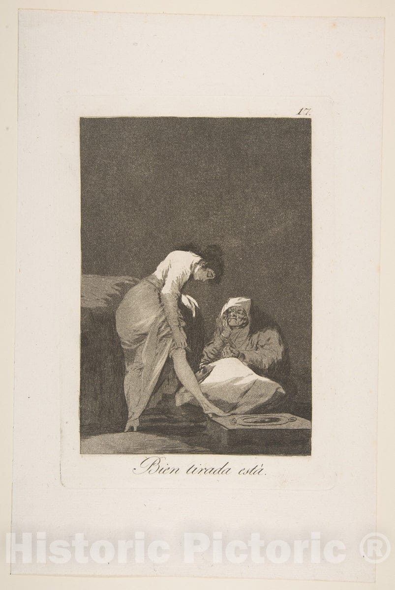 Art Print : Goya - Plate 17 from 'Los Caprichos': It is Nicely Stretched (Bien tirada está.) 2 : Vintage Wall Art