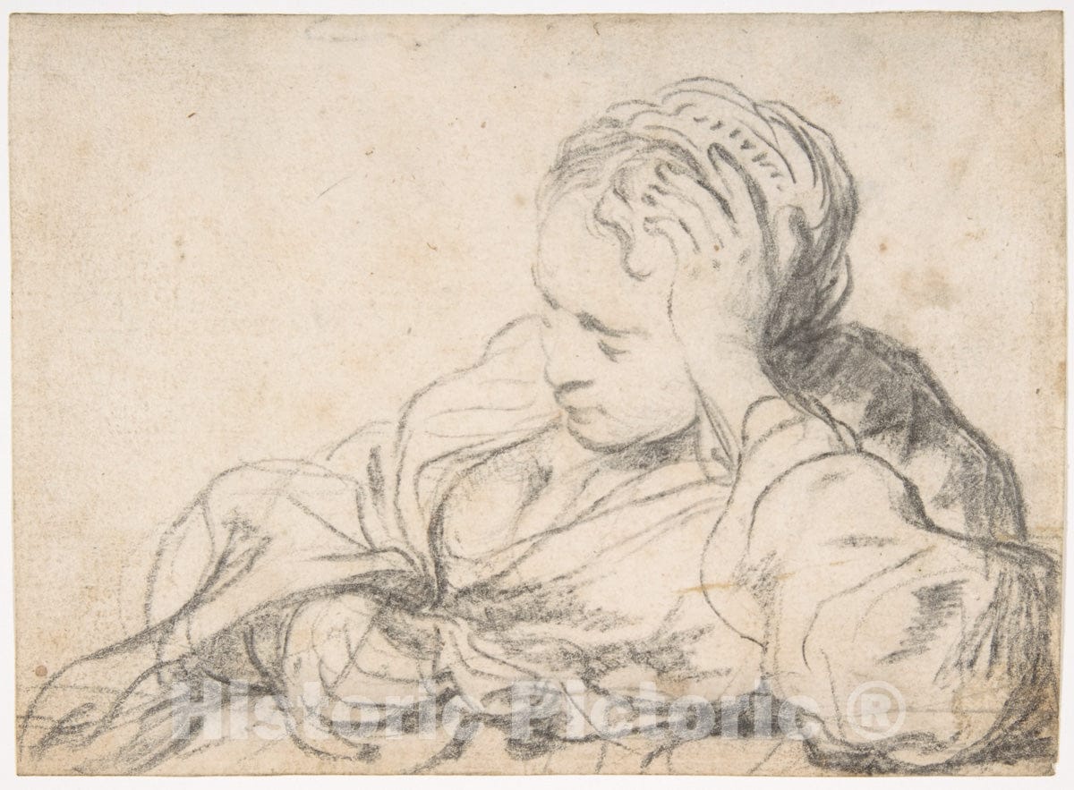 Art Print : Govert Flinck - A Woman Asleep (Recto)