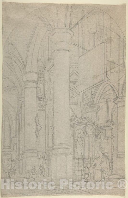 Art Print : Jan Hendrik Verheyen - Interior of The New Church in Delft with The Tomb of William The Silent : Vintage Wall Art