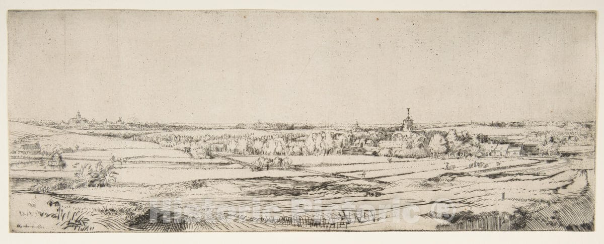 Art Print : Rembrandt (Rembrandt Van Rijn) - Panorama Near Bloemendael Showing The Saxenburg Estate : Vintage Wall Art