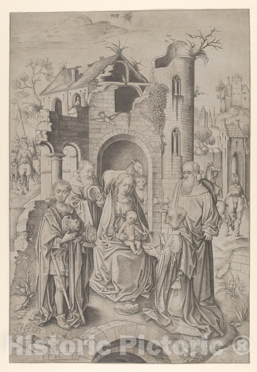 Art Print : Master IAM of Zwolle - Adoration of The Magi : Vintage Wall Art