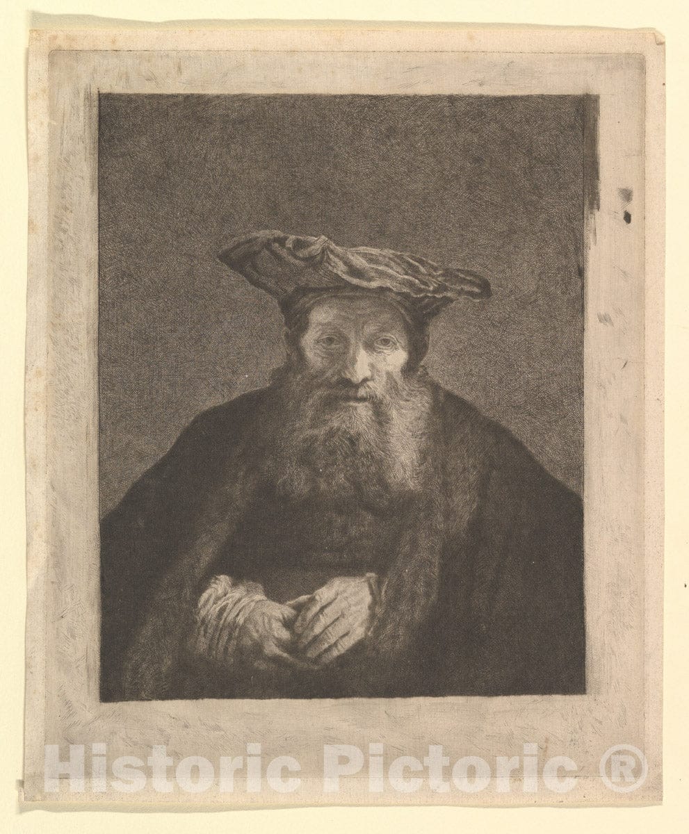 Art Print : Captain William E. Baillie - Old Man with Beard and Flat Cap, After Rembrandt : Vintage Wall Art
