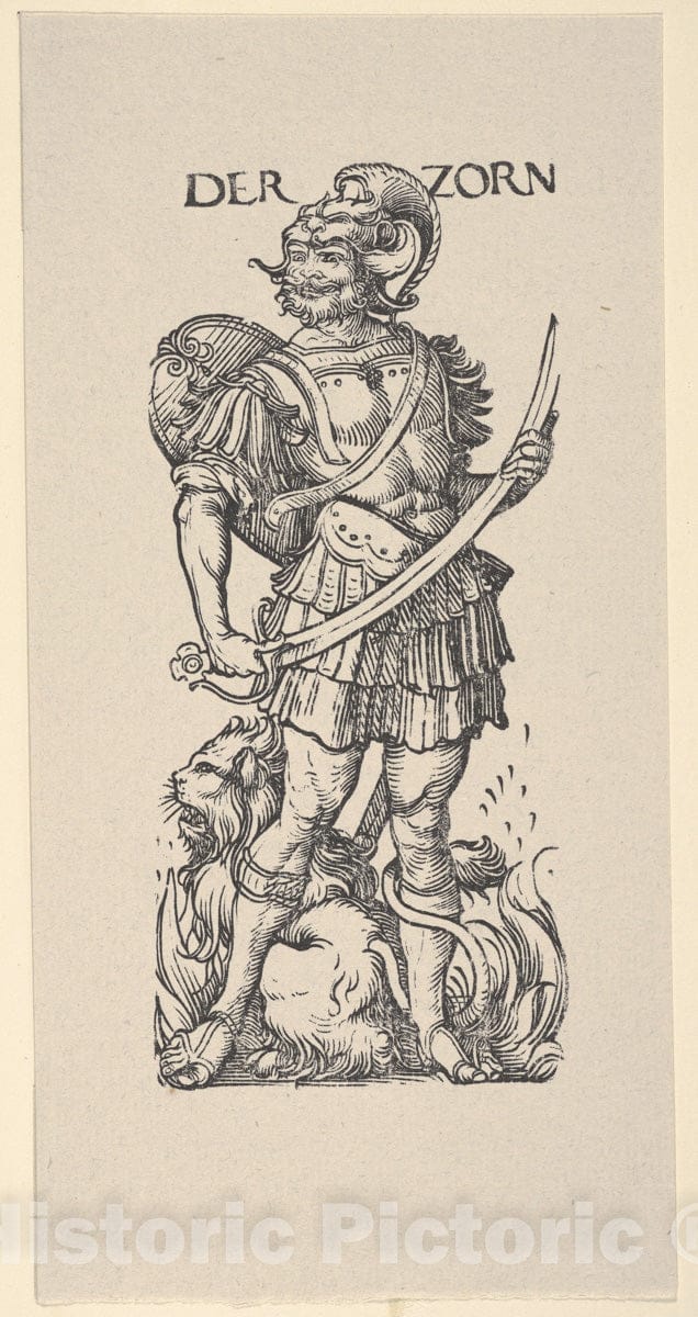 Art Print : Wrath - Artist: Hans Burgkmair - Created: 1922 : Vintage Wall Art