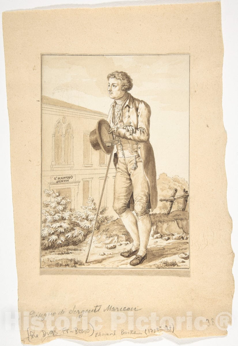 Art Print : Antoine Louis François Sergent Marceau - Portrait of Edmond Burke : Vintage Wall Art