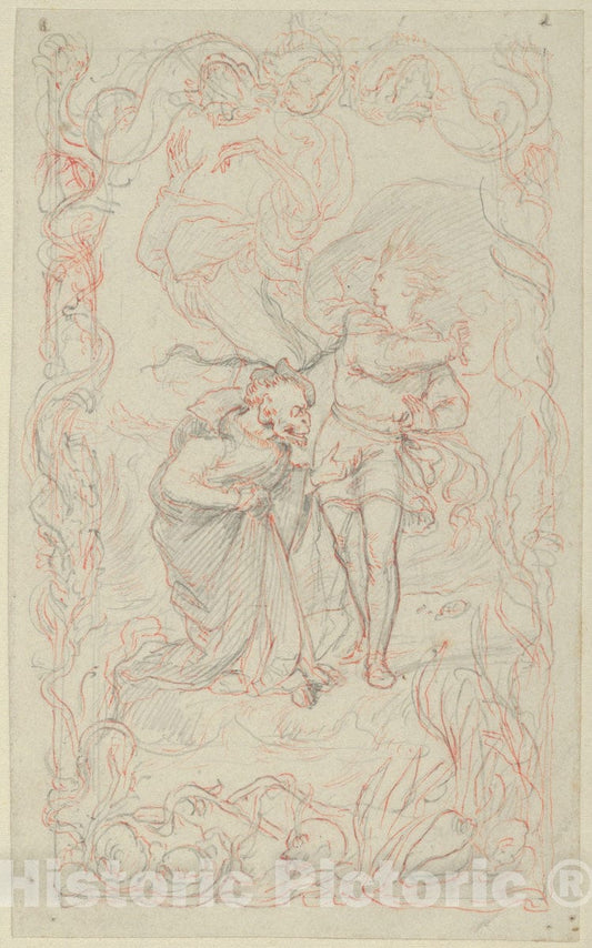 Art Print : Henry Courtney Selous - Illustration to The Tempest: Caliban, Ferdinand and Ariel : Vintage Wall Art